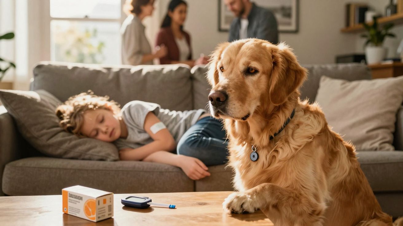 Cão de assistência alerta para hipoglicemia grave e cena emociona a Internet.